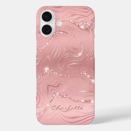 Custom Chic Pink Silver Glitzer Muster Girl Case-Mate iPhone Hülle (Rückseite)