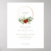 Custom Chic Poinsettia Christmas Wedding Welcome Poster (Vorne)