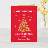 Custom Chic Red & Gold Glitzer Stars Weihnachten Karte (Gelbe Blume)