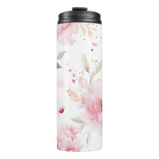 Custom | Chic | Rosa Erdnüsse | Floral Thermosbecher (Vorderseite)