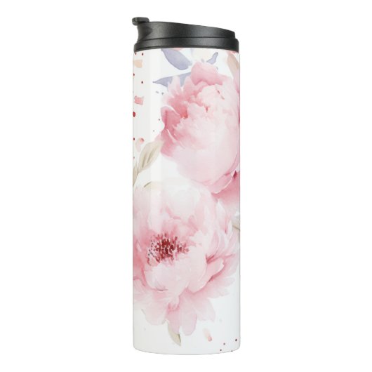 Custom | Chic | Rosa Erdnüsse | Floral Thermosbecher (Nach rechts gedreht)