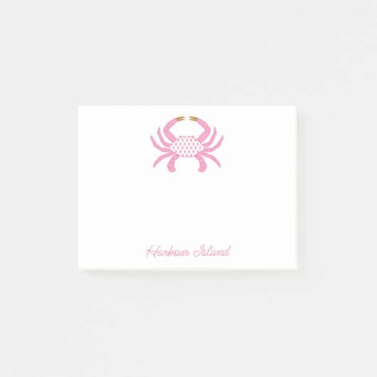 Custom Chic Rosa Krabbe | Coastal Haftnotizen Post-it Klebezettel (Vorderseite)