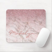 Custom Chic Rose Gold Glitzer Marble Art Muster Mousepad (Mit Mouse)