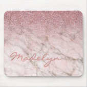Custom Chic Rose Gold Glitzer Marble Art Muster Mousepad (Vorne)