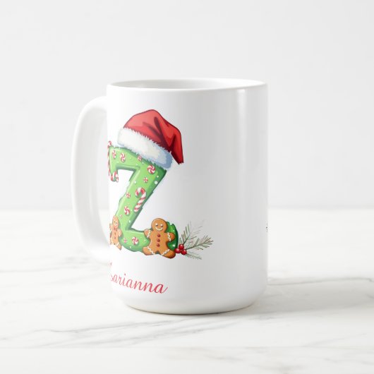 Custom chic stylish initial Z merry Christmas  Kaffeetasse (Vorderseite Links)
