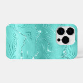 Custom Chic Turquoise Silver Glitzer Muster Girl iPhone Hülle (Rückseite (Horizontal))