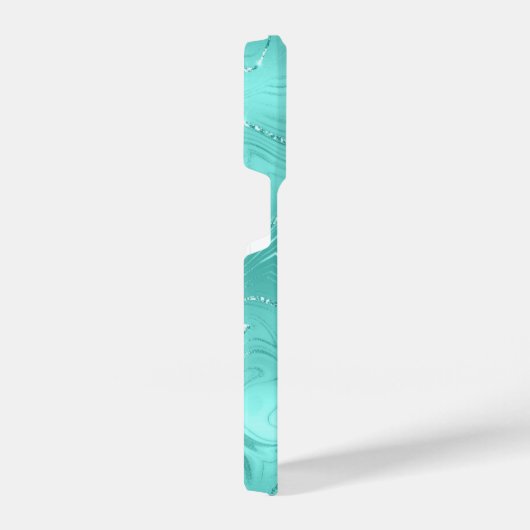Custom Chic Turquoise Silver Glitzer Muster Girl iPhone Hülle (Rechte Seite)