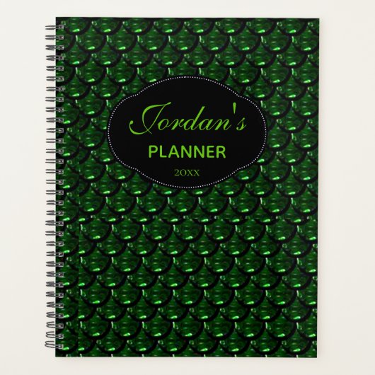 Custom Chic Weekly / Monthly Green Pattern Planer (Vorderseite)