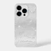 Custom Chic White Silver Glitzer Muster Girl iPhone Hülle (Rückseite)