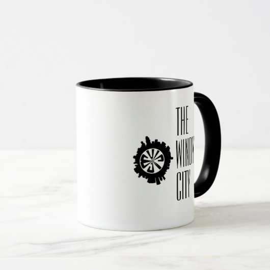 Custom Chicago City Skyline in Sphered Silhouette Tasse (VorderseiteRechts)