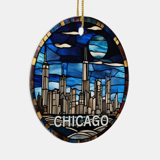 Custom Chicago Skyline Keramik Ornament (Rechts)