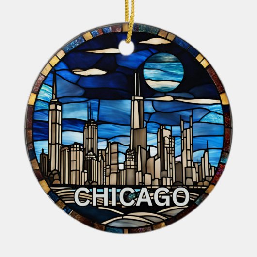 Custom Chicago Skyline Keramik Ornament (Vorne)