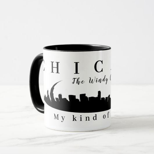 Custom Chicago, the Windy City, Skyline Silhouette Tasse (Vorderseite Links)