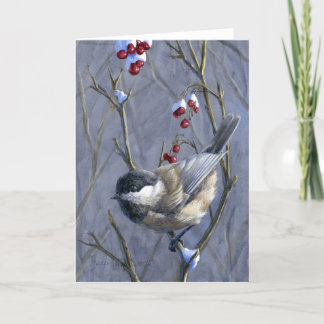 Custom Chickadee & Berries - Winterschnee Weihnach Feiertagskarte