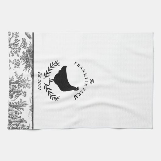 Custom Chicken Farm Toile Country Geschirrtuch (Horizontal)
