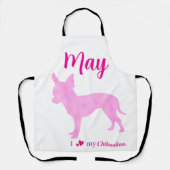 Custom Chihuahua Apron Pastel Pink Silhouette Schürze (Vorderseite)