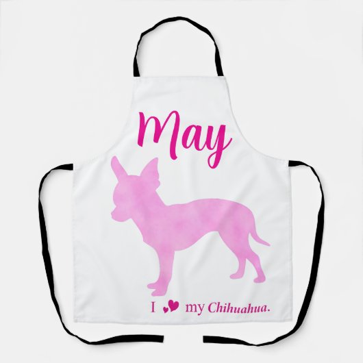 Custom Chihuahua Apron Pastel Pink Silhouette Schürze (Vorderseite)