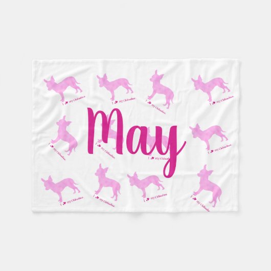 Custom Chihuahua Blanket Pastel Silhouetteチワワ Fleecedecke (Vorderseite (Horizontal))
