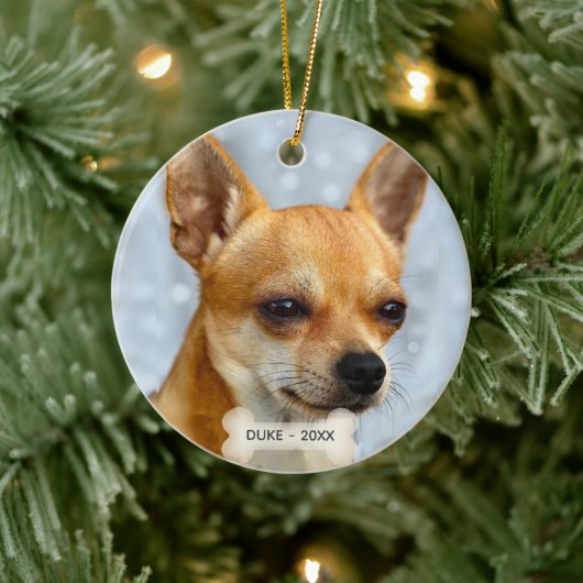 Custom Chihuahua Dog Foto Keramik Ornament (Baum)