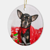 Custom Chihuahua Dog Foto mit Niedlichem Elf Keramik Ornament (Links)