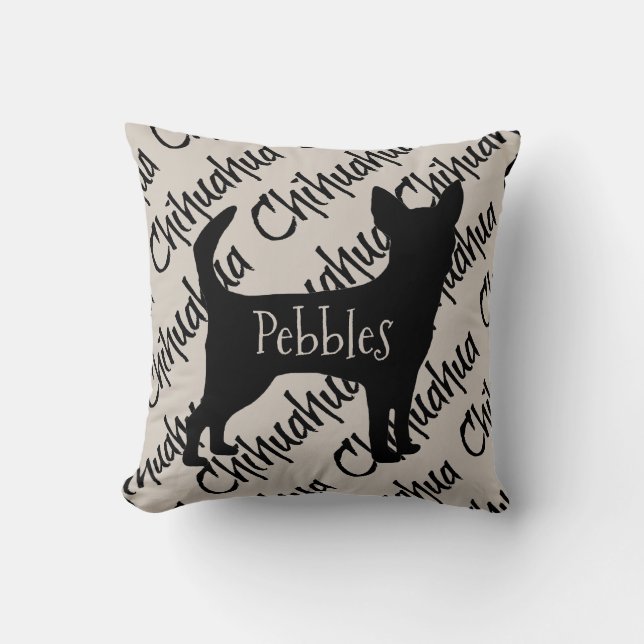 Custom Chihuahua Dog Silhouette Kissen (Vorderseite)