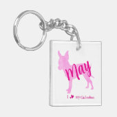 Custom Chihuahua Keychain Pastel Pink Silhouette Schlüsselanhänger (Vorderseite links)
