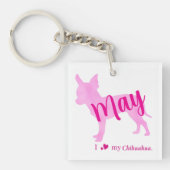 Custom Chihuahua Keychain Pastel Pink Silhouette Schlüsselanhänger (Vorderseite)