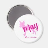 Custom Chihuahua Magnet Pastel Pink Silhouette (Vorderseite/Rückseite)