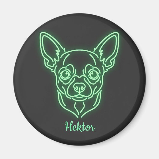 Custom Chihuahua Neon Glow Personalized Magnet (Vorne)