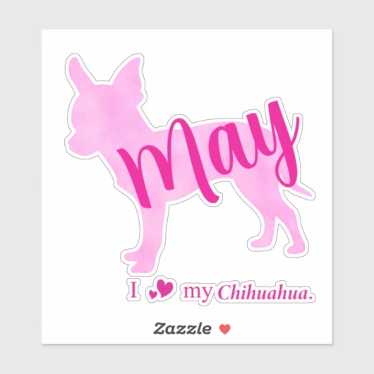 Custom Chihuahua Sticker – Pastel Pink Silhouette (Blatt)