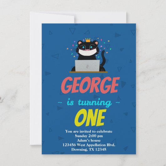 Custom Child Black Panther Mask Cartoon Einladung (Vorderseite)