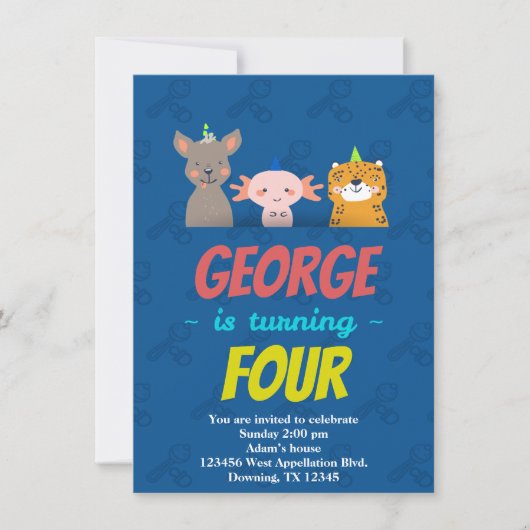 Custom Child Cheetah Sea Monkey Cartoon Einladung (Vorderseite)