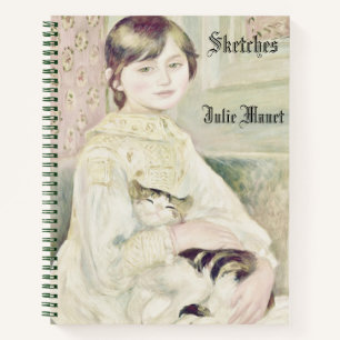 Custom "Child with Cat" by Renoir Name Sketchbook Notizblock