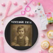 Custom Childhood Photo & Year Vintage Personalized Pappteller (Party)