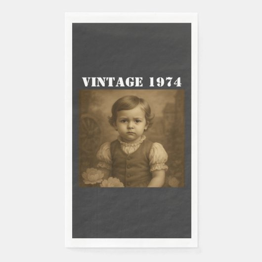 Custom Childhood Photo & Year Vintage Personalized Serviette (Vorderseite)
