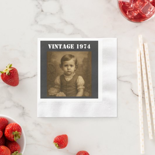 Custom Childhood Photo & Year Vintage Personalized Serviette (Beispiel)
