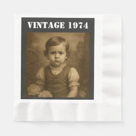 Custom Childhood Photo & Year Vintage Personalized Serviette