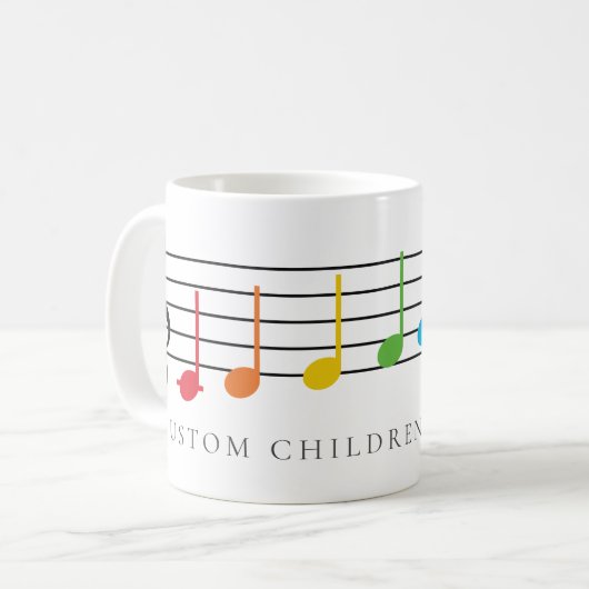 Custom Children Choir Rainbow Musiknoten Kaffeetasse (Vorderseite Links)