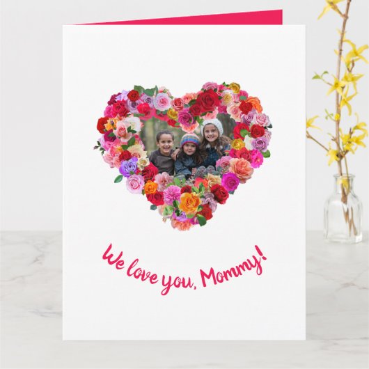 Custom Children Foto Mother's Day Rose Herz Karte (Gelbe Blume)