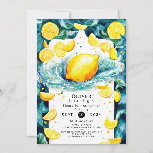 Custom Children Lemon Birthday Einladung (Vorderseite)