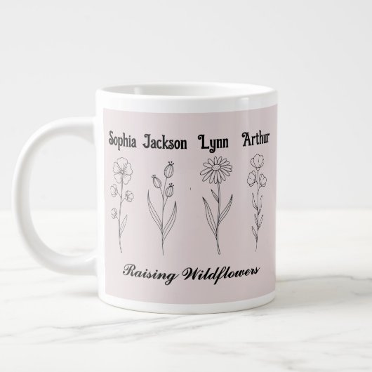 Custom Children Name Wildflower Garden Jumbo-Tasse (Links)