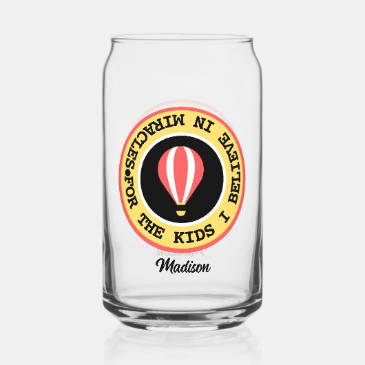 Custom Children's Miracle Network Name Red Yellow Dosenglas (Vorderseite)