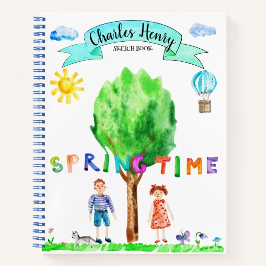 Custom Child's Art Sketchbook Spiral Notebook Notizblock (Vorderseite)