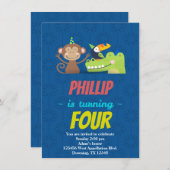 Custom Childs Birthday Card Animals Hats Cartoon Einladung (Vorne/Hinten)