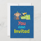 Custom Childs Birthday Card Animals Hats Cartoon Einladung (Rückseite)