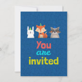 Custom Childs Birthday Card Animals Hats Cartoon Einladung (Rückseite)