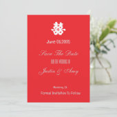 Custom Chinese Wedding Flat Save the Date Einladung (Stehend Vorderseite)