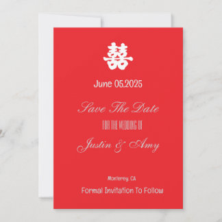 Custom Chinese Wedding Flat Save the Date Einladung
