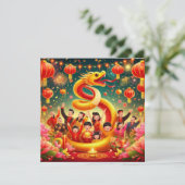 Custom Chinesisch Neues Jahr der Schlange Party Re Karte (Stehend Vorderseite)