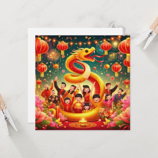 Custom Chinesisch Neues Jahr der Schlange Party Re Karte (Vorderseite/Rückseite Beispiel)